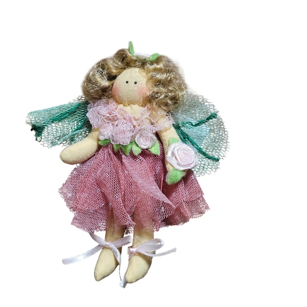 Vintage Handmade Fairy Cloth Miniature Doll 4.5" Tulle Whimsigoth Cottagecore